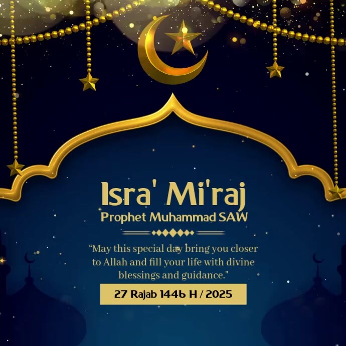 Purple Modern & Minimal Isra' Mi'raj Square (1:1) template
