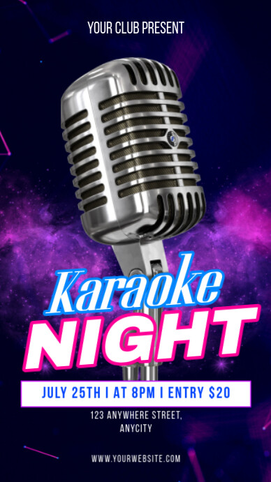Purple Modern & Minimal Karaoke Night Instagram Story template