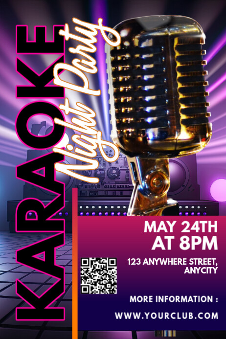 Purple Modern & Minimal Karaoke Night Party Poster template
