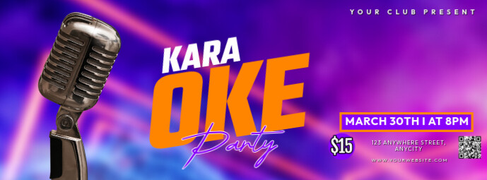Purple Modern & Minimal Karaoke Party Foto Sampul Facebook template