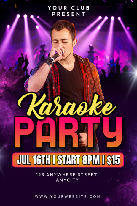 Purple Modern & Minimal Karaoke Party Poster Plakat template