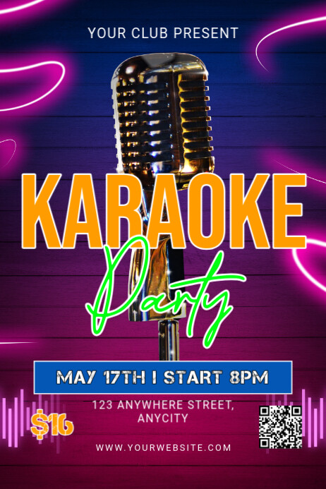 Purple Modern & Minimal Karaoke Party Poster Plakat template