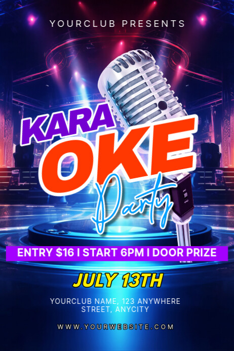 Purple Modern & Minimal Karaoke Party Poster template