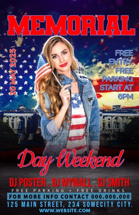 Purple Modern & Minimal Memorial Day  Half Page Wide Szeroki pół strony template