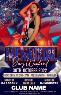 Purple Modern & Minimal Memorial Day Party Half Page Wide template