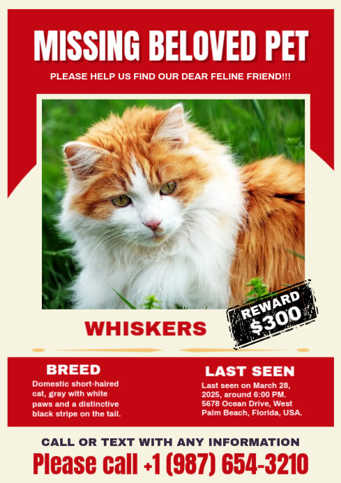 Purple Modern & Minimal Missing Pet A4 template