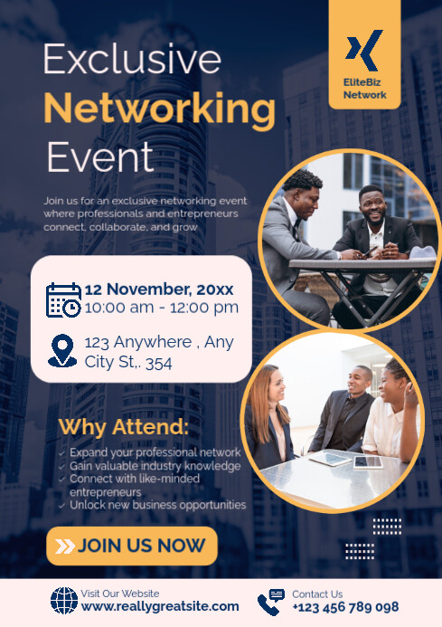 Purple Modern & Minimal Networking Event A2 template