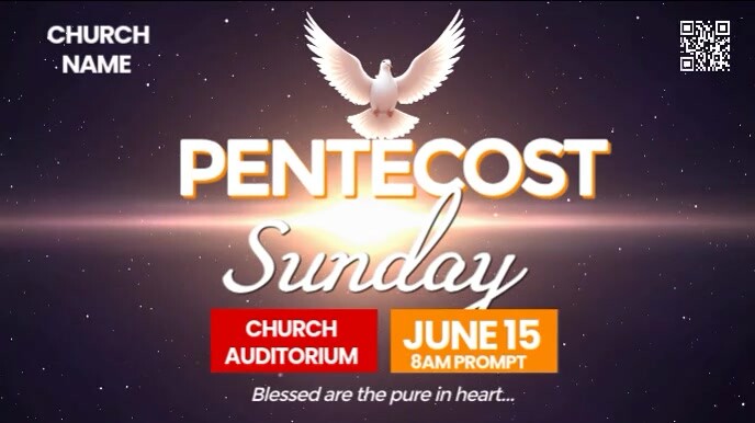 Purple Modern & Minimal Pentecost Suny Celebration  Digital Display (16:9) template