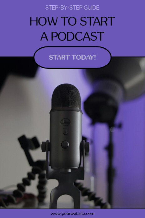 Purple Modern & Minimal Podcast Pinterest Graphic template