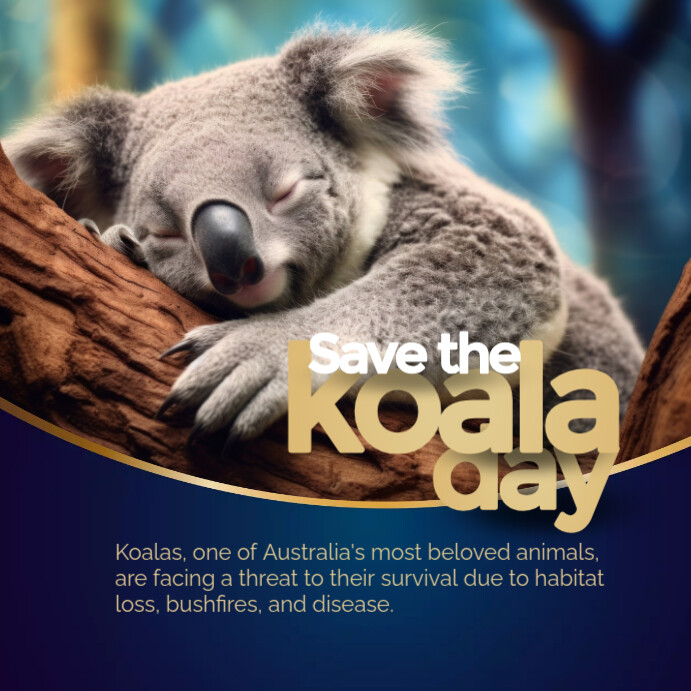 Purple Modern & Minimal Save The Koala Day Instagram Post template