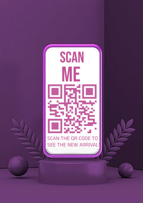 Purple Modern & Minimal Scan Me Template  A4
