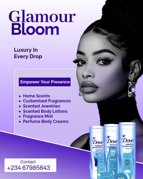 Purple Modern & Minimal Skin Care Products Flyer Instagram Portrait template