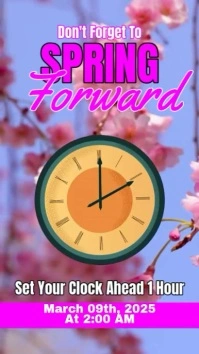 Purple Modern & Minimal Spring Forward Tampilan Digital (9:16) template