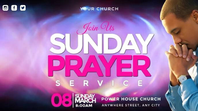 Purple Modern & Minimal Sunday Worship & Prayer Service Digital Display (16:9) template