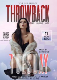 Purple Modern & Minimal Throwback Tuesday Night Party Invitation A4 template