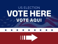 Purple Modern & Minimal Vote Here Yard Sign template
