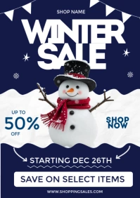 Purple Modern & Minimal Winter Sale Flyer A3 template