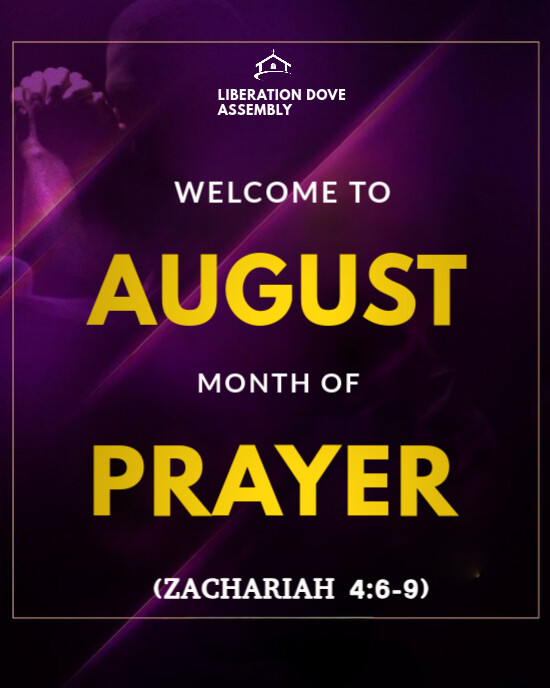 Purple Modern & Minimal “welcome To August – Month Of [prayer] Editable Church Flyer” Instagram Port template