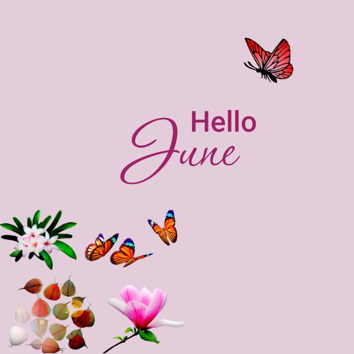 Purple Modern Hello June Template | PosterMyWall