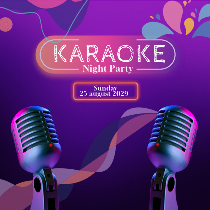 Purple modern karoke night party instagram post template