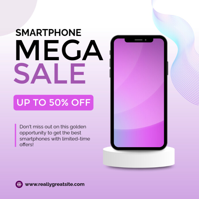 Purple Modern Smartphone Sale Facebook Post Instagram Plasing template
