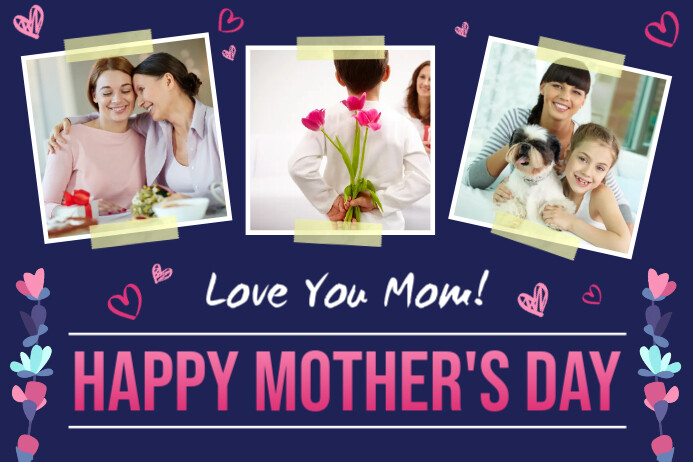 Purple Mother's Day Wish Collage Poster template