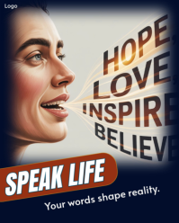 Purple Motivational Speech Instagram Portrait Speak Life – Inspirational Words and Motivation Poster template