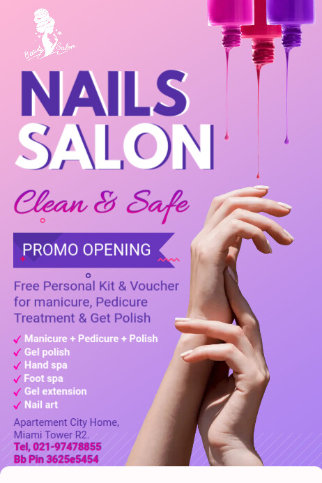 Purple Nail Salon Advertisement Flyer Template Postermywall