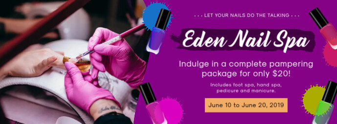 Purple Nail Salon and Spa Banner Facebook-coverfoto template