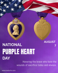 Purple National Purple Heart Day  Instagram Portrait template