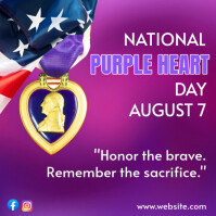 Purple National Purple Heart Day  Instagram Post template