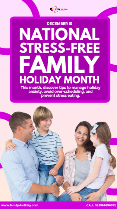 Purple National Stress-free Family Holiday Month Template | PosterMyWall