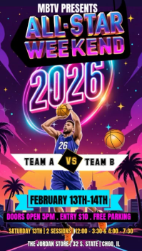 Purple NBA All-Star Weekend 2026 à Los Angeles Instagram Story template
