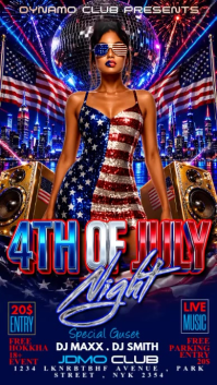 Purple Neon 4th of July Nightclub Event Instagram Story Video template