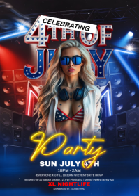 Purple Neon 4th of July Party A4 template