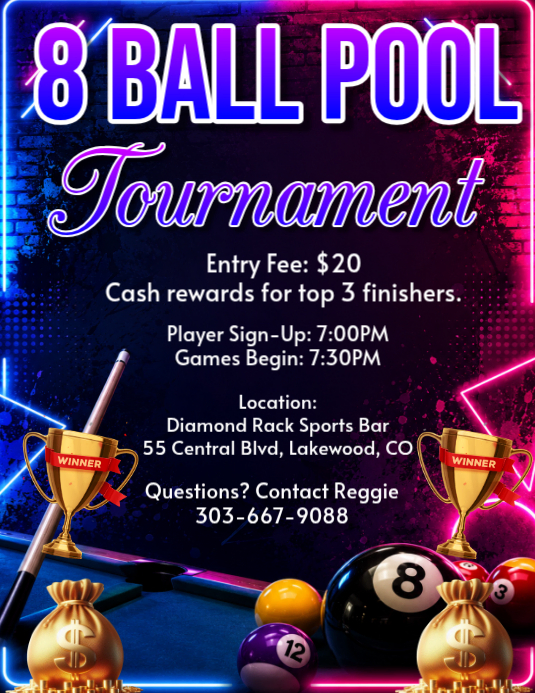 8 Ball Pool Tournament Flyers Template | PosterMyWall