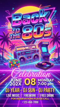 Purple Neon 80s Celebration Instagram Story template