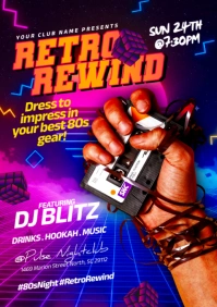 Purple Neon 80s Night A5 template