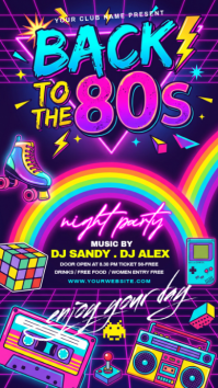 Purple Neon 80s Night Party Instagram Story template