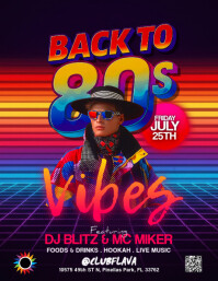 Purple Neon 80s Party Flyer (us Letter) template