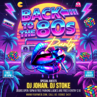 Purple Neon 80s Party Instagram Post template