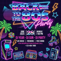 Purple Neon 80s Party Instagram Post Instagram-Beitrag template