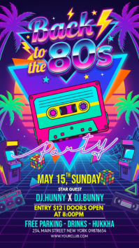 Purple Neon 80s Party Instagram Story template
