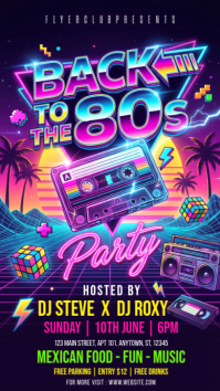 Purple Neon 80s Party Instagram Story template