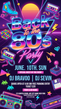 Purple Neon 80s Party Instagram Story template