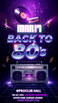 Purple Neon 80s Party Instagram Story Video template