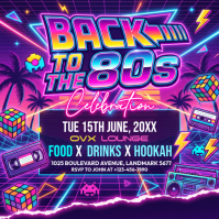 Purple Neon 80s Party Instagram Post Template | PosterMyWall