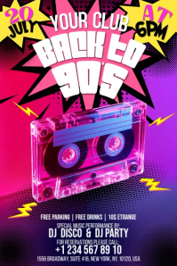 Purple Neon 90s Club Party Banner 4' × 6' Video template