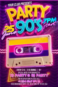 Purple Neon 90s DJ Party Banner 4' × 6' Video template
