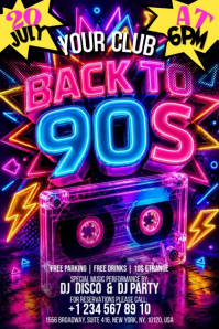 Purple Neon 90s Party Banner 4' × 6' Video template
